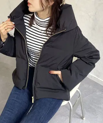 세봉 밑단 드로스트 숄카라 숏 다운 자켓