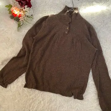 [ KETTY ] 브라운 하이넥 니트 스웨터 (M) 루즈핏