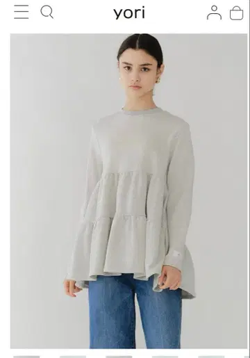 요리 yori 베이직 쭈리 티어드 티셔츠 그레이 프리 사이즈