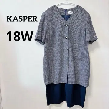KASPER [18W] 원피스 네이비/그레이 무릎 기장