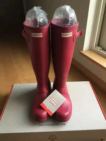 HUNTER 롱 부츠 핑크 장화 UK5 24, 24.5cm