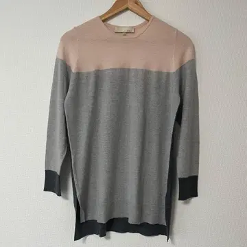자유구 그레이 핑크 보더 니트 스웨터 44 빅 사이즈