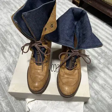 데님 가죽 부츠