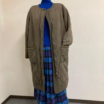 퀼팅 롱 코트 올리브 (카키) L