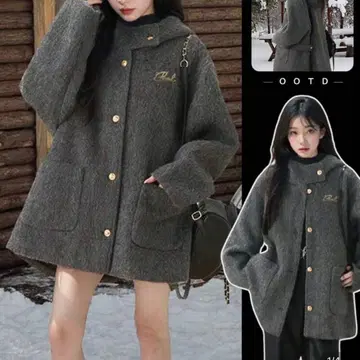 그레이 코트 후드 탈부착 불가 한국