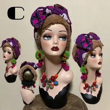 얼굴 주변 플랫 퍼 아프리칸 리본 어레인지 헤어 터번