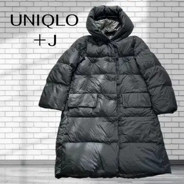 유니클로 +J 울트라 라이트 다운 후디드 코트 블랙 S 사이즈