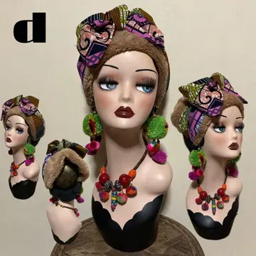 얼굴 주변 플랫 퍼 아프리칸 리본 어레인지 헤어 터번