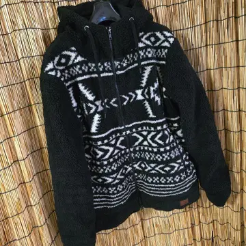 BILLABONG 플리스 자켓 L 블랙/화이트 기하학 패턴