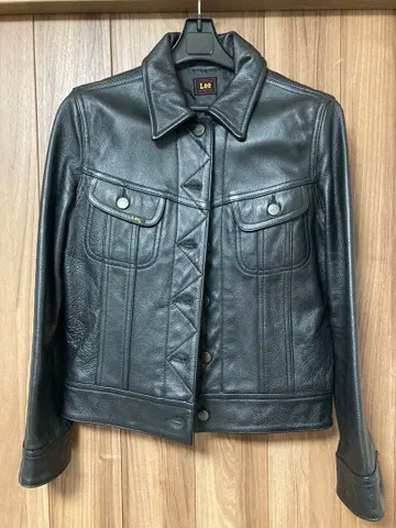 리 블랙 가죽 트래커 자켓