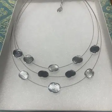 실버 타원형 다층 목걸이