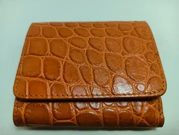 오렌지 가죽 3단 폴더형 지갑