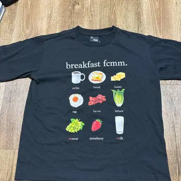 FCMM 아침 식사 모티브 T셔츠 S 사이즈 블랙