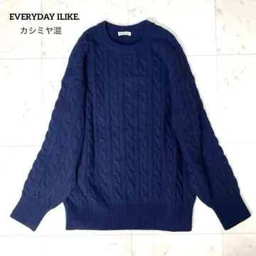 [ 새상품급 ] 에브리데이 아이라이크 오버사이즈 케이블 니트 F 네이비