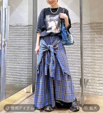 완판템 미사용 새상품 JEANASIS 체크 롱 스커트 blue