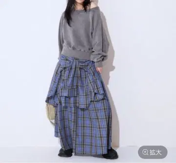 완판템 미사용 새상품 JEANASIS 체크 롱 스커트 blue