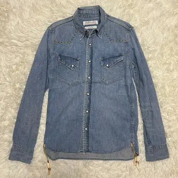 레미 레리프 스터드 비즈 장식 데님 셔츠 웨스턴 사이즈 M