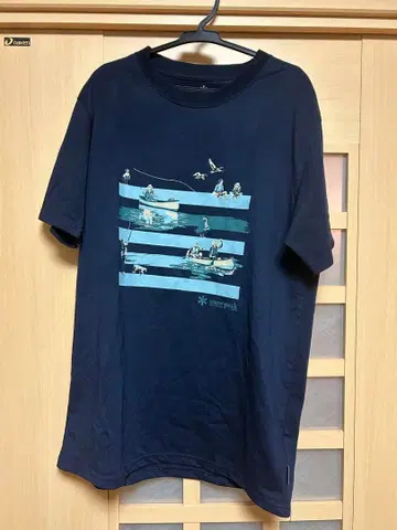 스노우피크 카누 프린트 티셔츠 네이비