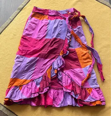 이타리야 GK 일본제 쇼와 레트로 랩 스커트 프릴 이탈리아 핑크 화려함