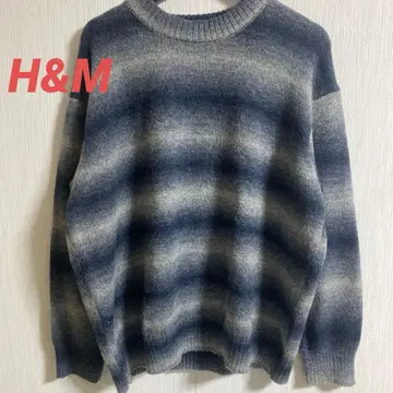 H&M 샤기 니트 보더 M 사이즈 릴랙스 핏