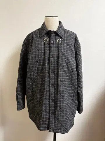 soduk 체크 무늬 퀼팅 롱 코트