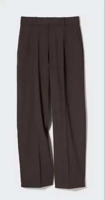 새상품 유니클로 턱 와이드 팬츠 여성용 L 다크 브라운 표시 사이즈