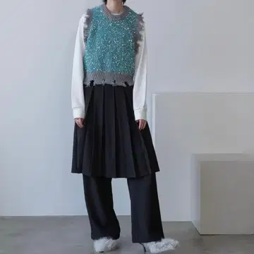 라메 믹스 니트 데미지 베스트 vacancy 블루