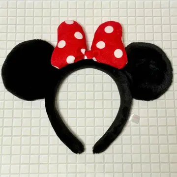 미니 마우스 머리띠 빨간색 도트 리본