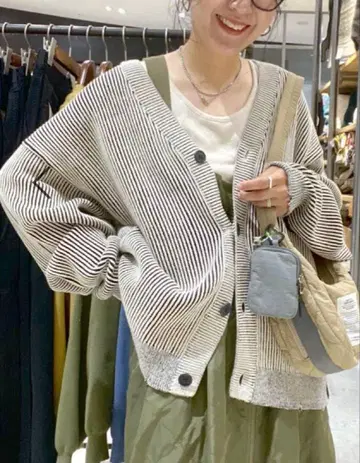 니코앤드 호즈호즈아제 V 가디건 스트라이프 롱 misayo