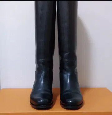 VIROIS 블랙 롱 부츠 중간 굽