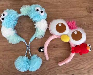 USJ 쿠키 몬스터 폼폼 모피 머리띠 세서미 스트릿