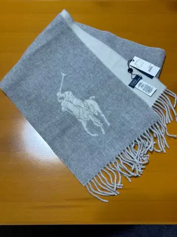 랄프 로렌 울 머플러 그레이/아이보리