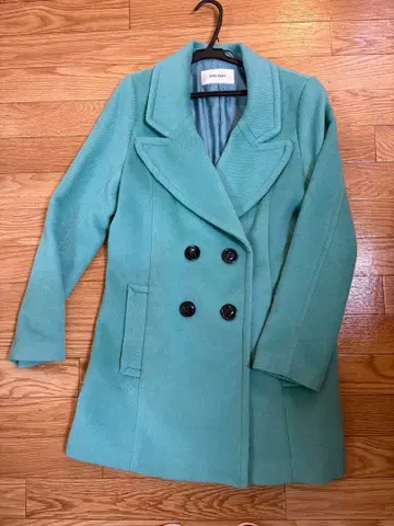 민트 그린 더블 브레스트 울 코트