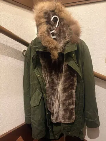 LOWRYS FARM 모즈 코트 퍼 포함 다운 카키 그린