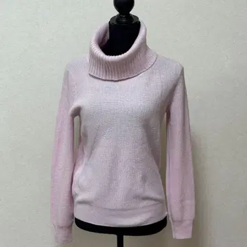 쿠미쿄쿠 니트 스웨터 울 캐시미어 혼방 하이넥 니트 핑크