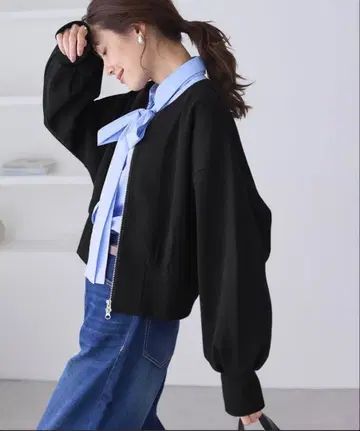 로페피크닉 W-ZIP 돌먼 컷 가디건 블랙 블랙 S