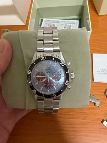 ORIENT 쿼츠 손목시계 실버/블루