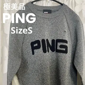 핑 로고 파일 자카드 크루넥 니트 그레이 남성용 사이즈 S