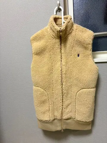 짐플렉스 베이지 플리스 자켓 슬리브리스 GYMPHLEX