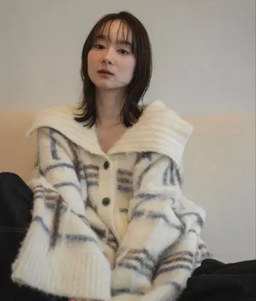 mideal 체크 패턴 가디건