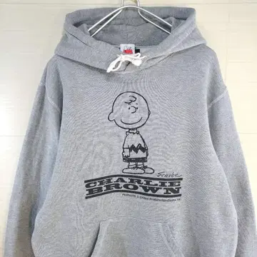 피넛 찰리 브라운 후드티 풀오버 속기모 그레이