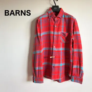 BARNS 체크 무늬 빨간색x스카이블루 플란넬 셔츠