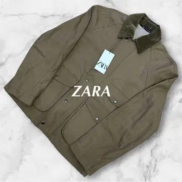 ZARA 자라 덕 고르듀로이 옷깃 밀리터리 블루종 M 그린 [ 새상품 ]