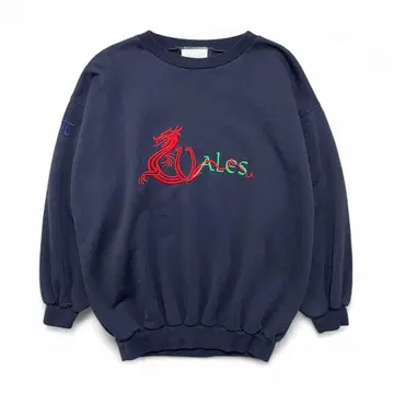 USA 구제 의류 웨일스제 맨투맨 트레이닝복 드래곤 자수 네이비