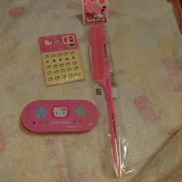 헬로키티 3종 세트 (네일씰, 세트 빗, 슬라이드 케이스 헤어 고무줄)