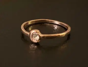 놋쇠 아쉬페 프랑스 심플 골드 컬러 투명 스톤 반지 12호