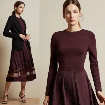 TED BAKER 버건디 긴팔 니트 원피스