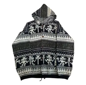 RUMINAHUI 빈티지 네이티브 무늬 에콰도르 니트 후드티