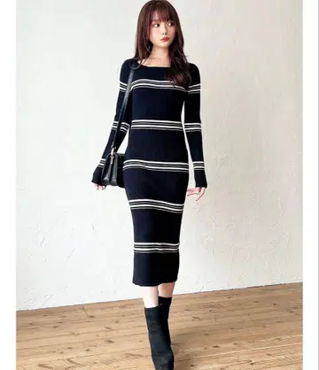 RESEXXY 리브 니트 긴팔 원피스