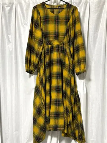 merlot 코튼 린넬 체크 원피스